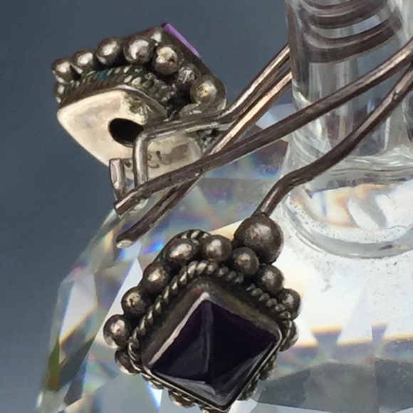 925 Silver and Amethyst Dangle Earings - Picture 4 of 8